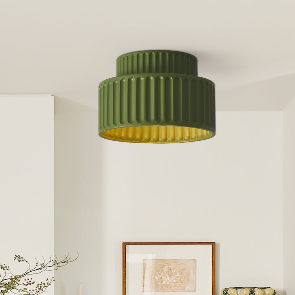 Vintage Drum Semi Flush Mount | 1 Light Cream Style Ceiling Light