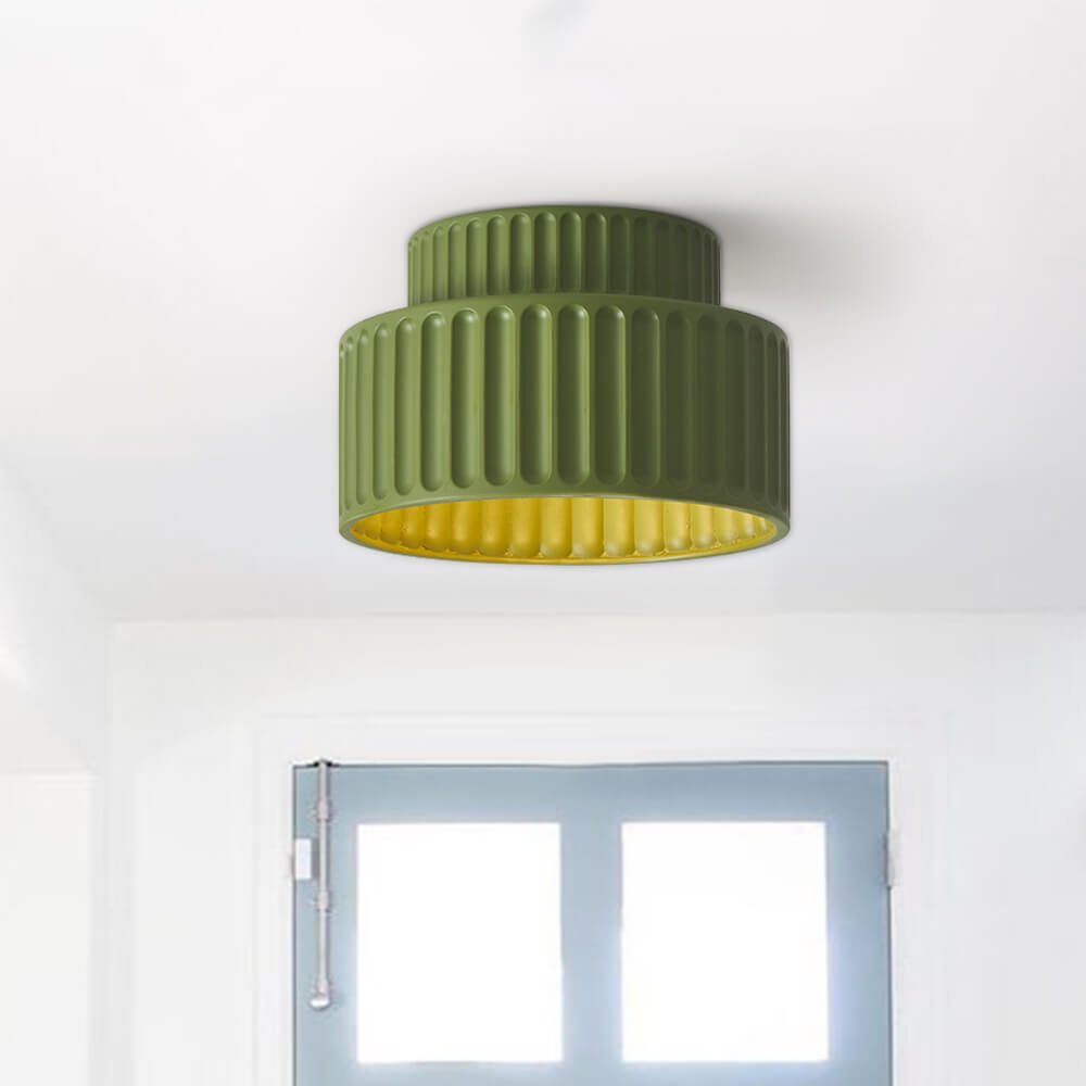 Vintage Drum Semi Flush Mount | 1 Light Cream Style Ceiling Light