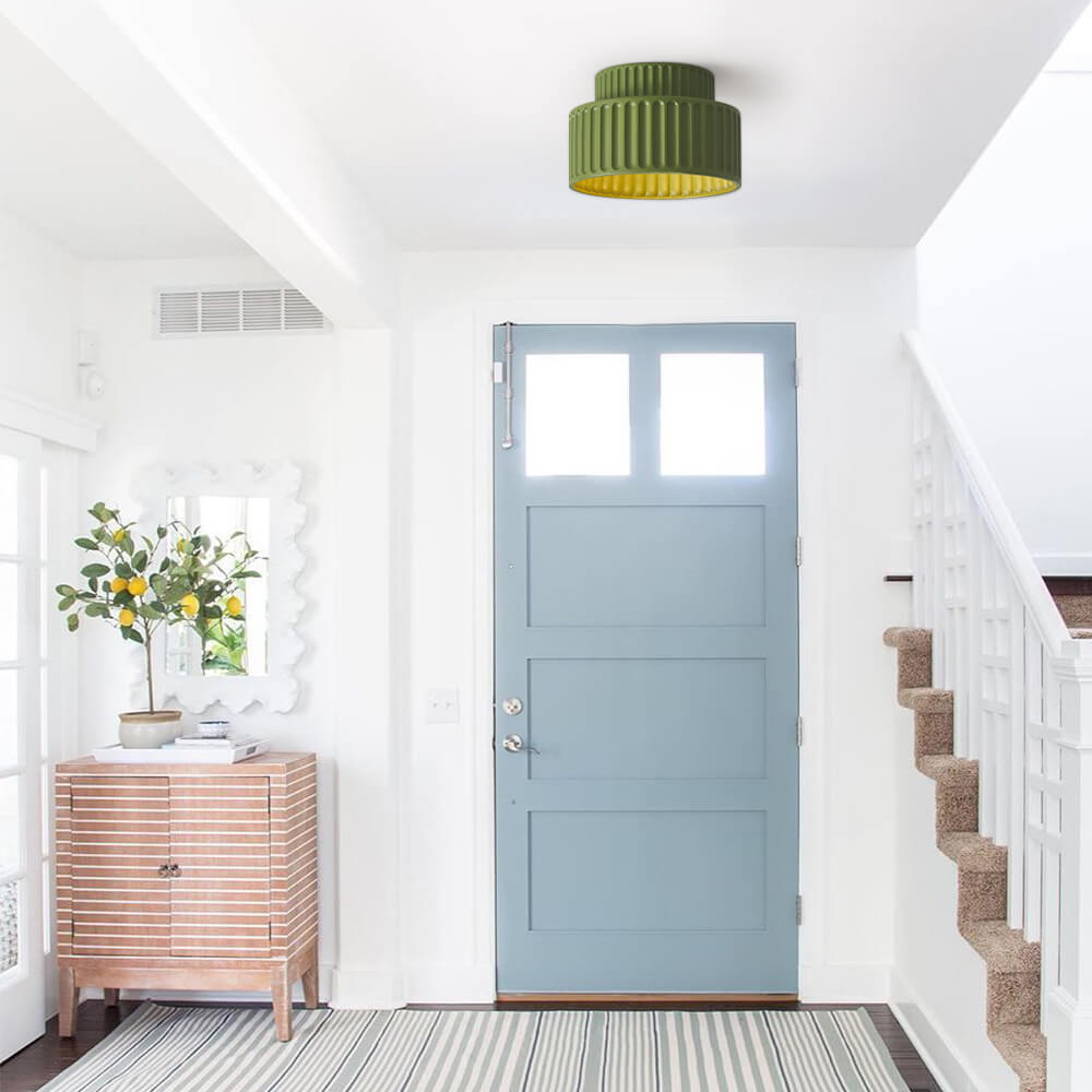Vintage Drum Semi Flush Mount | 1 Light Cream Style Ceiling Light