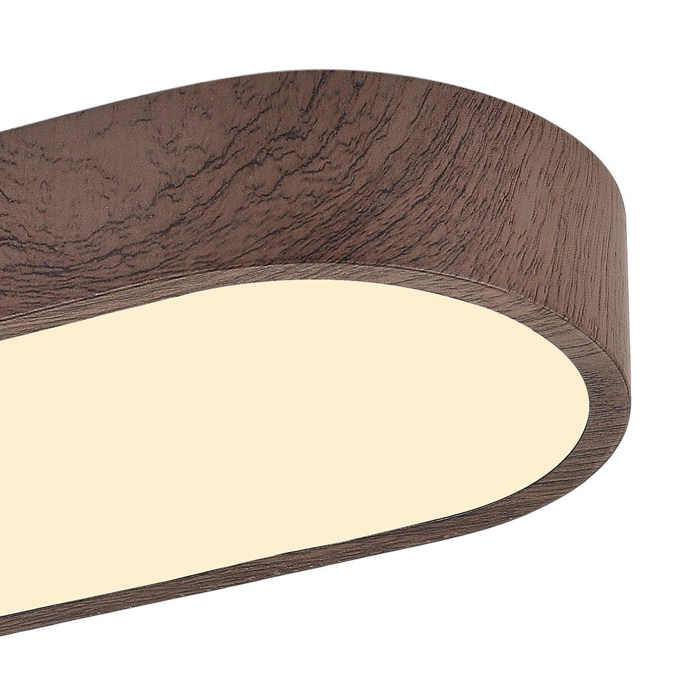 Nordic Light LED Ceiling Flush Mount | Oval Shape with Wood Accent