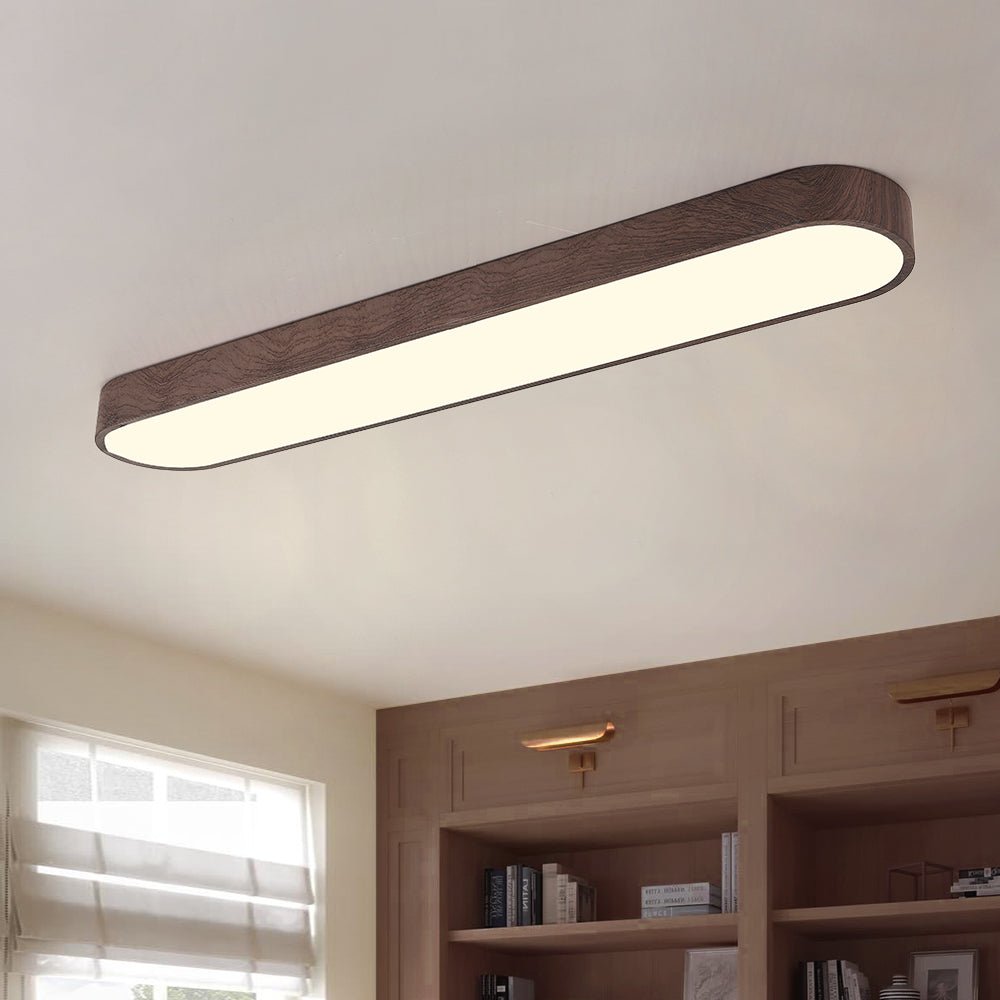Nordic Light LED Ceiling Flush Mount | Oval Shape with Wood Accent