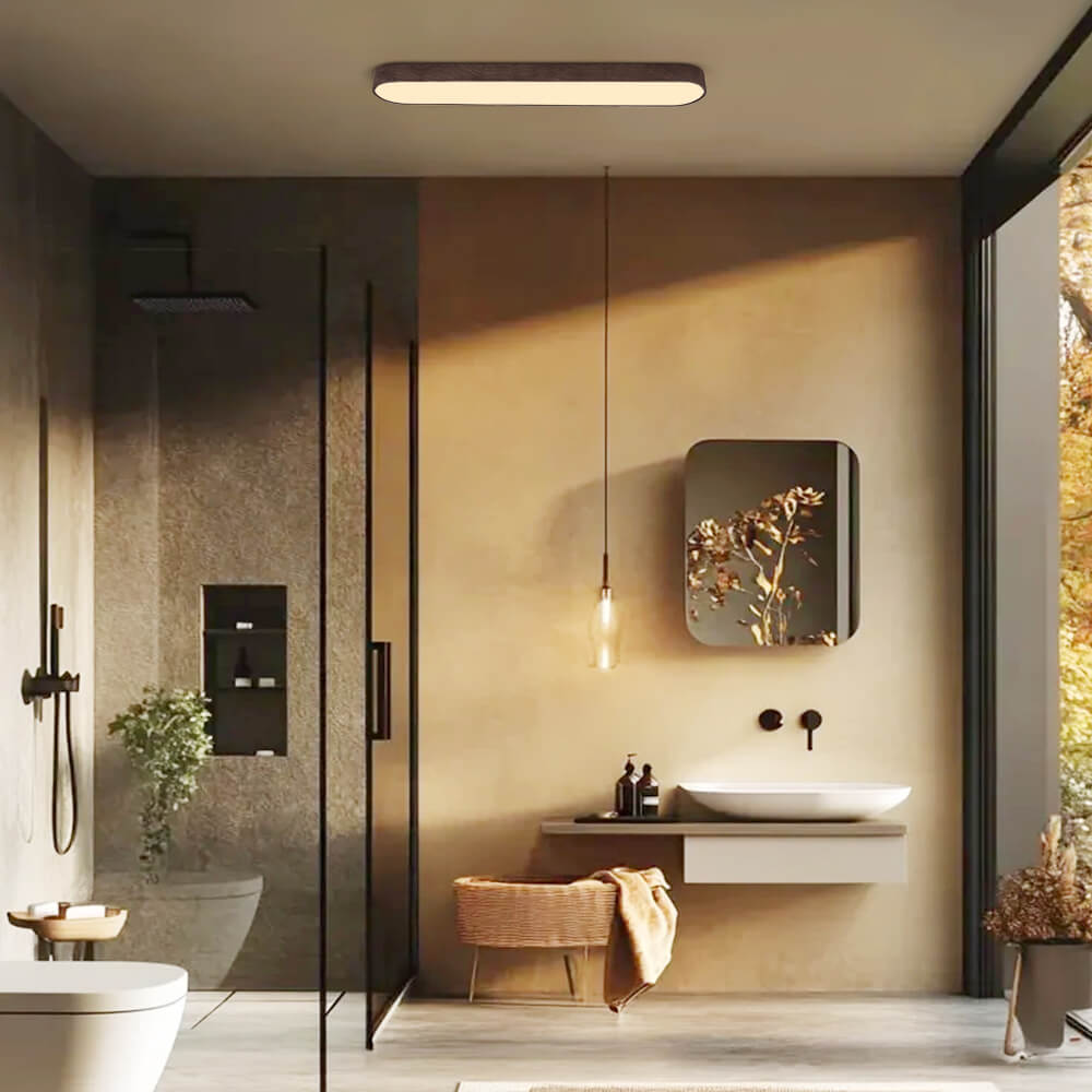 Nordic Light LED Ceiling Flush Mount | Oval Shape with Wood Accent