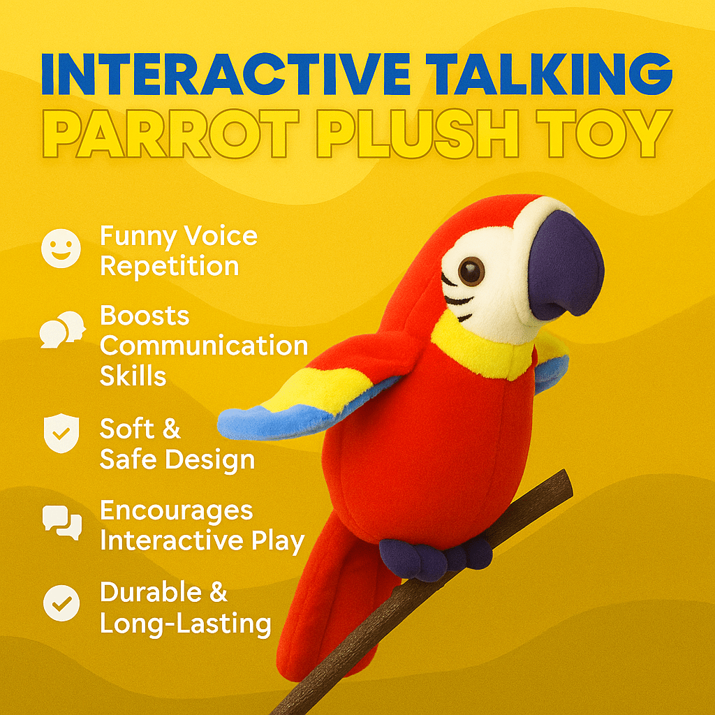 Plush Animal Toy | Kids Parrot Companion - Luxyecs
