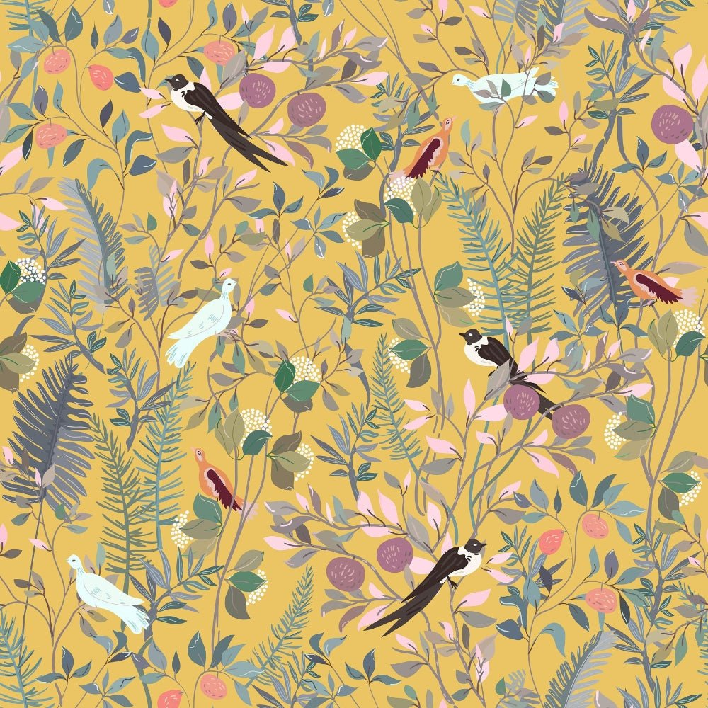 Retro Wallpaper | Stylish Golden Wallpaper Leaf Motifs with Timeless Elegance - Luxyecs