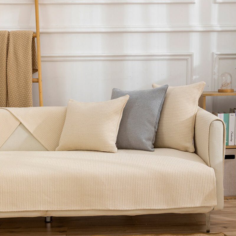 Thick Linen Couch Protector | Anti-Slip Sofa Cover & Arm Covers for Sectional