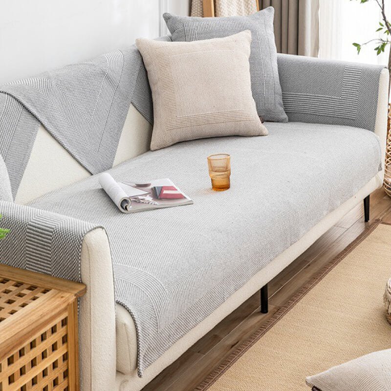 Thick Linen Couch Protector | Anti-Slip Sofa Cover & Arm Covers for Sectional