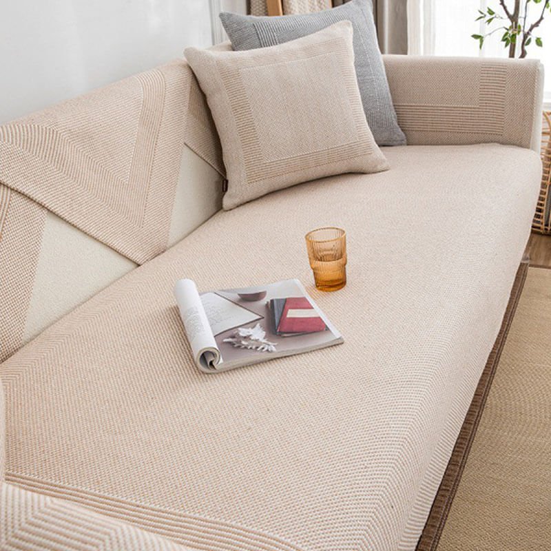 Thick Linen Couch Protector | Anti-Slip Sofa Cover & Arm Covers for Sectional