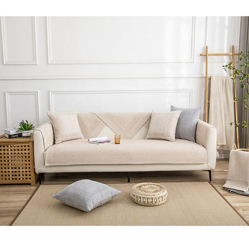 Thick Linen Couch Protector | Anti-Slip Sofa Cover & Arm Covers for Sectional