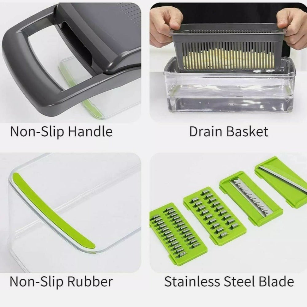 Vegetable Chopper | Manual Food Cutter with Container - Luxyecs