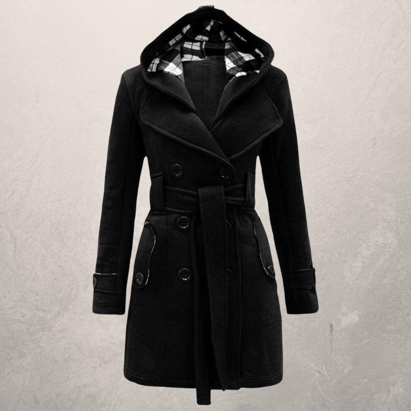 Women’s Belted Coat | Classic Hooded Jacket - Luxyecs