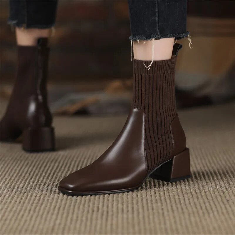 Women’s Knit Panel Boots | Stylish Fit Comfort - Luxyecs