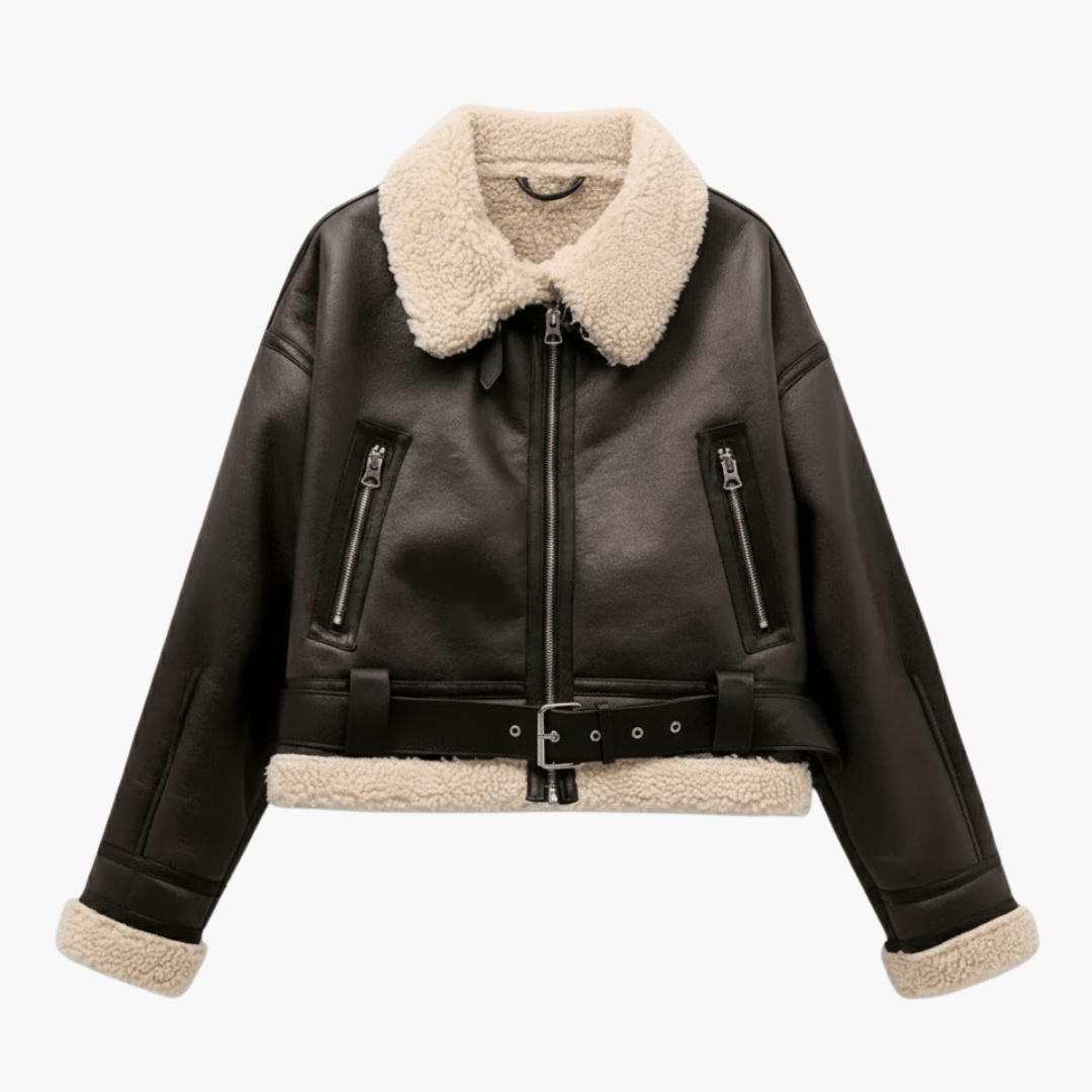 Women’s Zip Jacket with Belted Hem and Inner Lining - Luxyecs