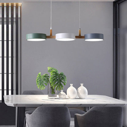 Scandinavian Style Cylinder Pendant Light | Metal and Wood Delira Hanging Lamp