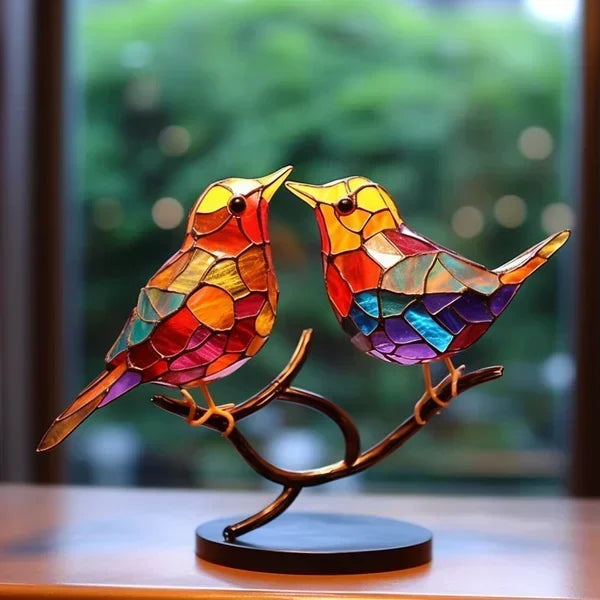 LuxeHome - AvianElegance Birds in Colored Glass for a Refined Interior Design