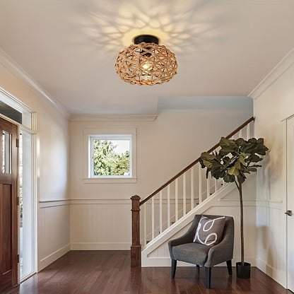 Industrial Ceiling Light | Metal Cage Flush Mount Fixture