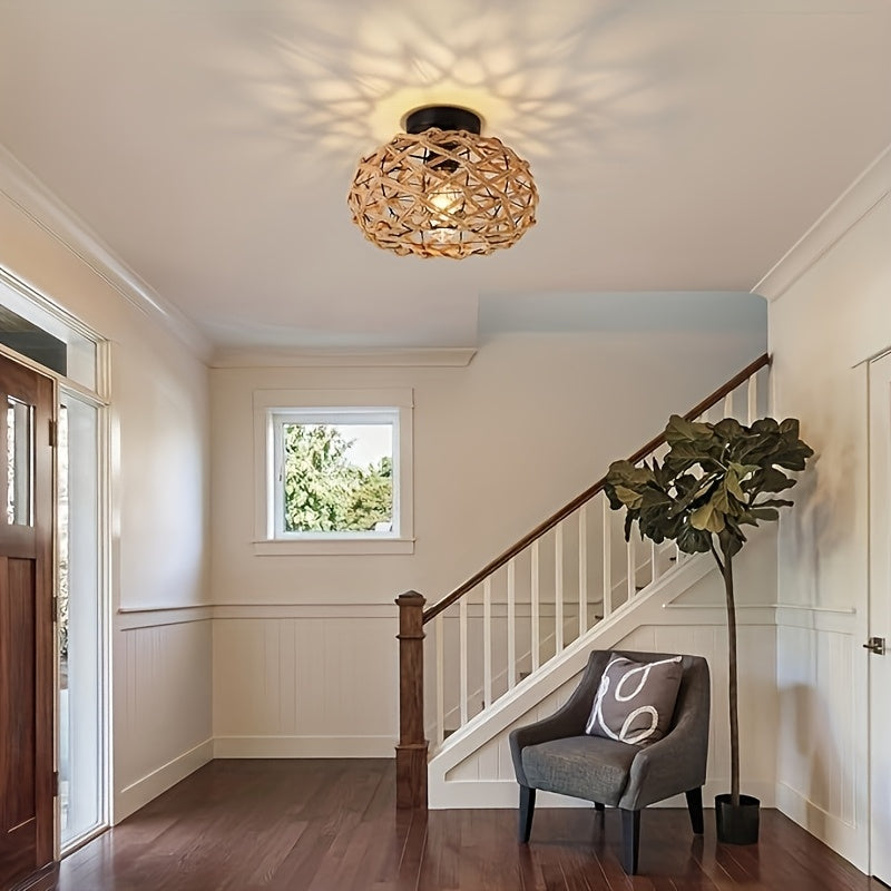 Industrial Ceiling Light | Metal Cage Flush Mount Fixture