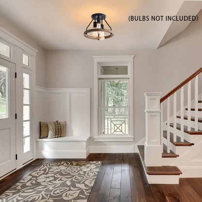 Industrial Light Fixture | Wooden Ring Ceiling Lamp Design