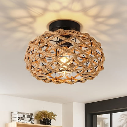Industrial Ceiling Light | Metal Cage Flush Mount Fixture