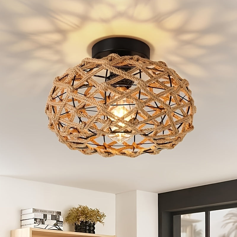 Industrial Ceiling Light | Metal Cage Flush Mount Fixture