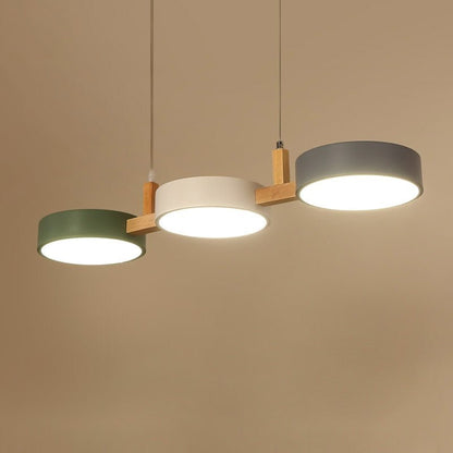 Scandinavian Style Cylinder Pendant Light | Metal and Wood Delira Hanging Lamp