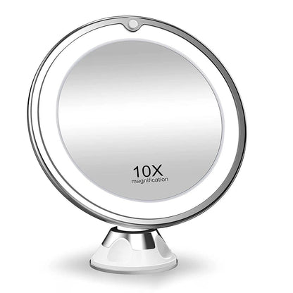 10x Magnifying LED Makeup Mirror - Adjustable Lighting for Precise Beauty Application - Luxyecs