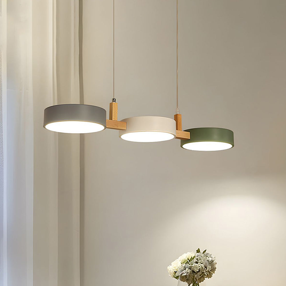 Scandinavian Style Cylinder Pendant Light | Metal and Wood Delira Hanging Lamp