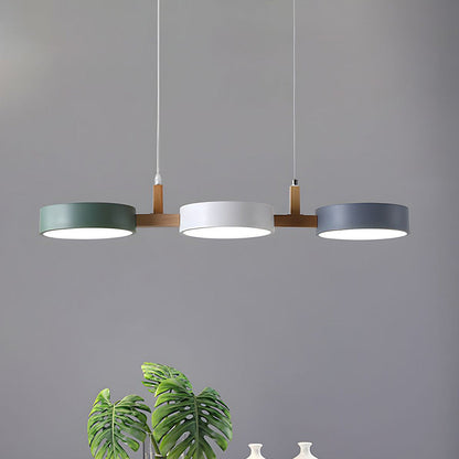 Scandinavian Style Cylinder Pendant Light | Metal and Wood Delira Hanging Lamp