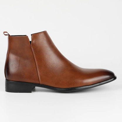 Men’s Leather Dress Boots – Sleek Chelsea Ankle Design