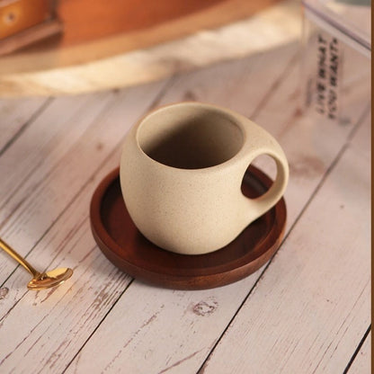 Zen Retro Coffee Cup & Saucer | Elegant Ceramic Coffee Set for Stylish Dining