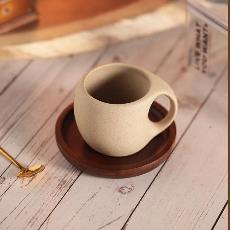Zen Retro Coffee Cup & Saucer | Elegant Ceramic Coffee Set for Stylish Dining