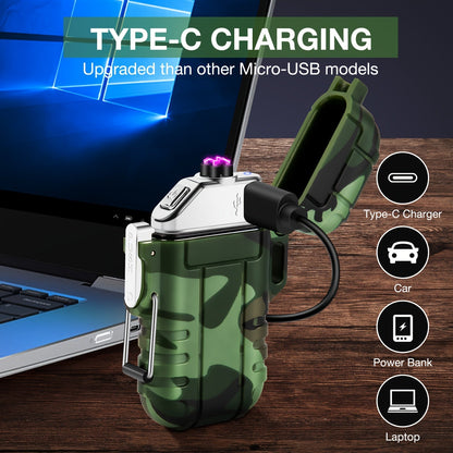 Rechargeable Dual Arc Lighter | Type-C Outdoor Design