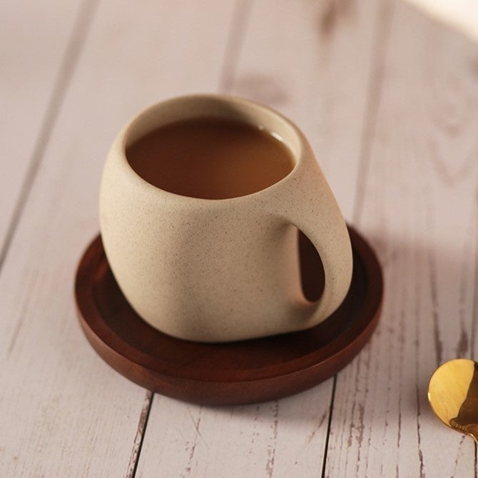 Zen Retro Coffee Cup & Saucer | Elegant Ceramic Coffee Set for Stylish Dining