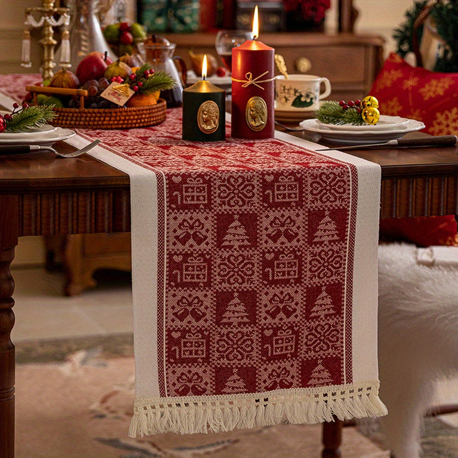 Christmas Table Runner | Reindeer Pattern Holiday Decoration