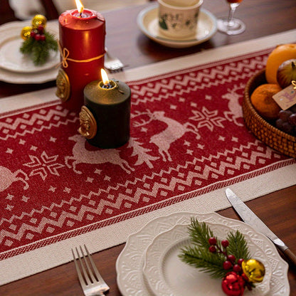 Christmas Table Runner | Reindeer Pattern Holiday Decoration