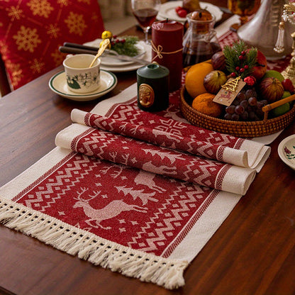 Christmas Table Runner | Reindeer Pattern Holiday Decoration