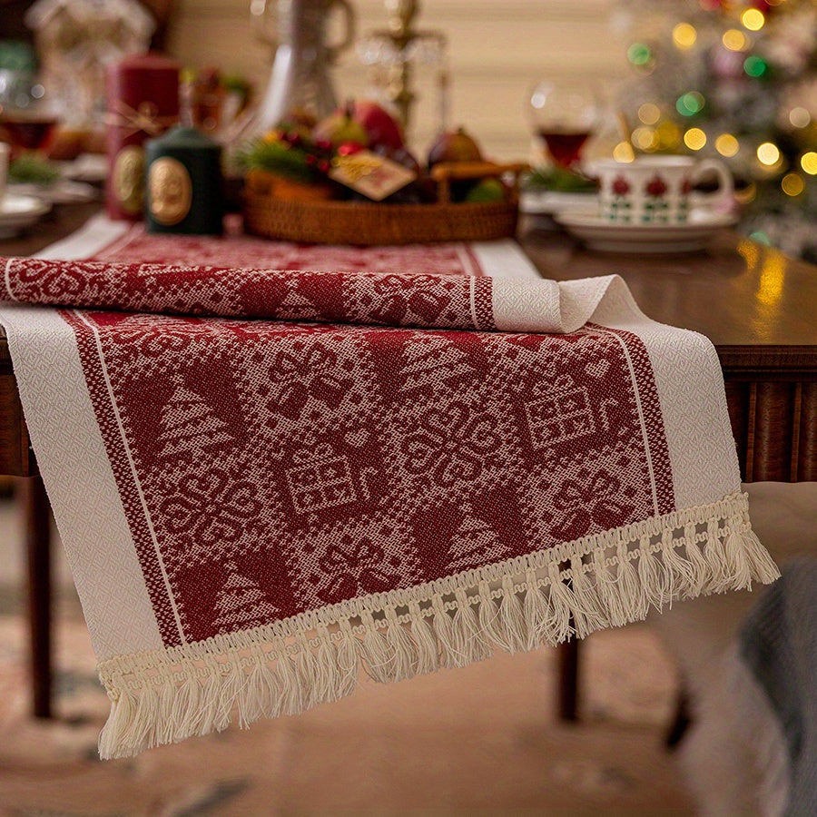 Christmas Table Runner | Reindeer Pattern Holiday Decoration