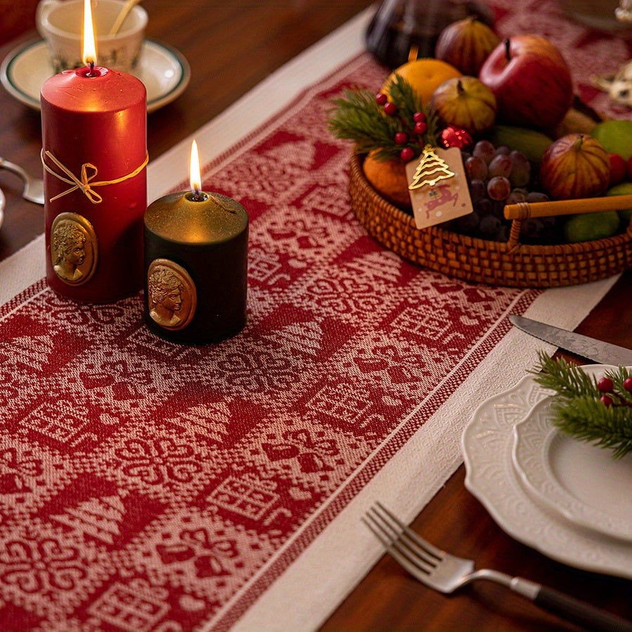 Christmas Table Runner | Reindeer Pattern Holiday Decoration