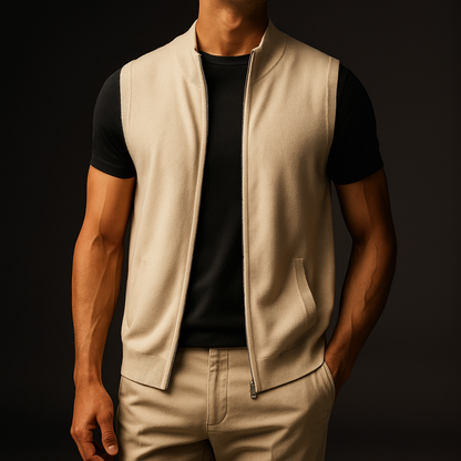 Men’s Sleeveless Vest | Casual Zip Front Vest