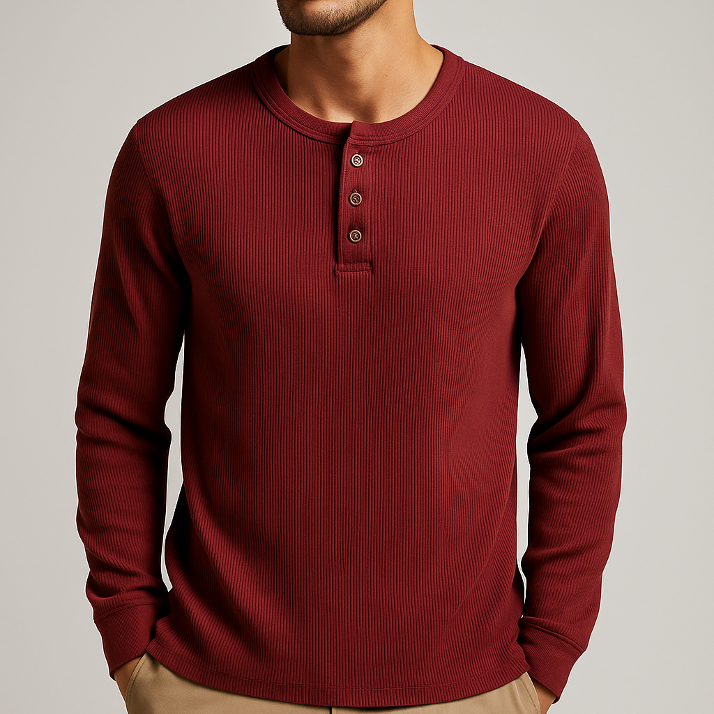 Men’s Long Sleeve Shirt | Casual Henley Top