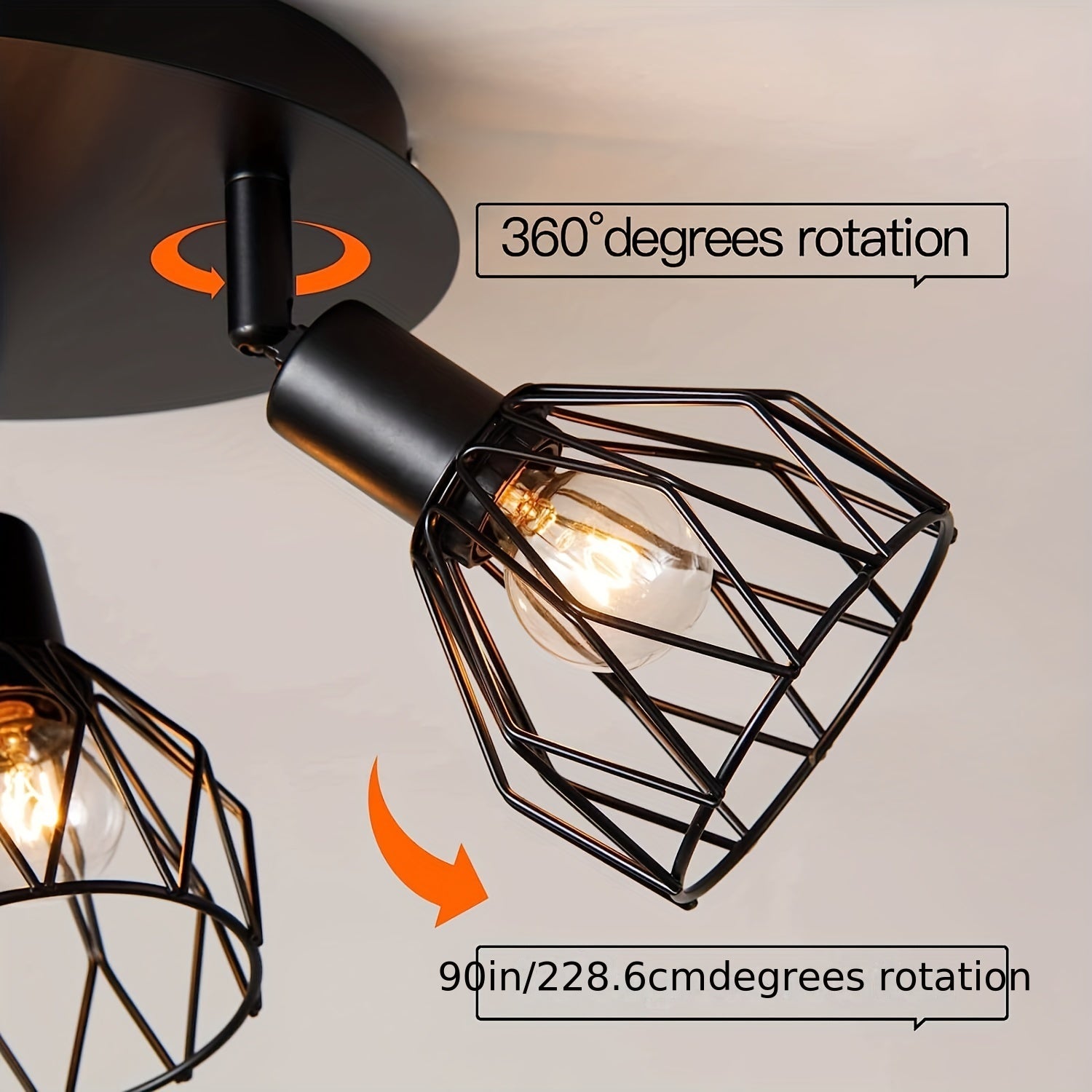 Ceiling Light Fixture | Retro Industrial 3-Head Lamp