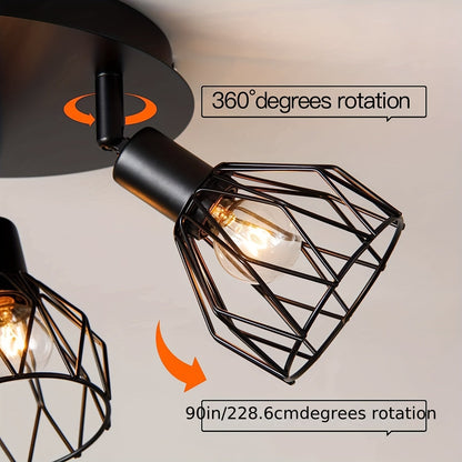 Ceiling Light Fixture | Retro Industrial 3-Head Lamp