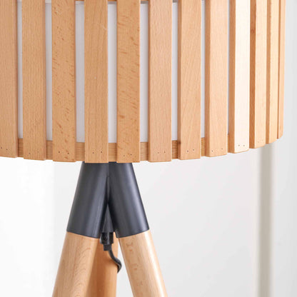 Hemsby Natural Wood Slat Tripod Table Lamp