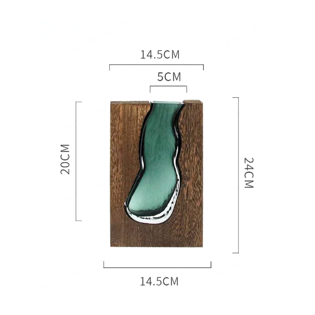 Delira Scandinavian Glass Vase | Minimalistic Wood and Glass Design