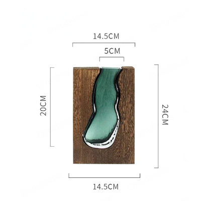 Delira Scandinavian Glass Vase | Minimalistic Wood and Glass Design