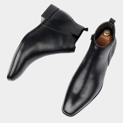 Men’s Leather Dress Boots – Sleek Chelsea Ankle Design