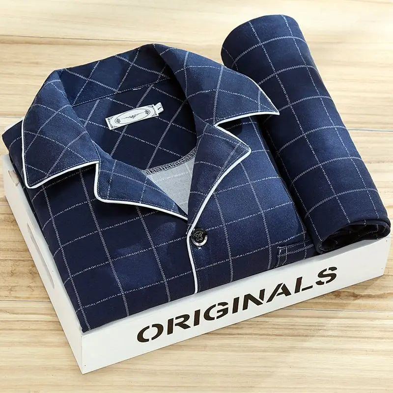 Men’s Lightweight Pajama Set – Stylish Feather Pattern Sleepwear