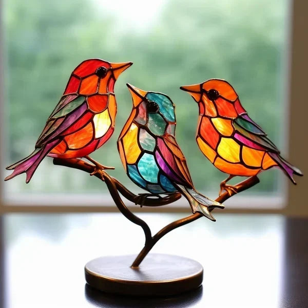 LuxeHome - AvianElegance Birds in Colored Glass for a Refined Interior Design