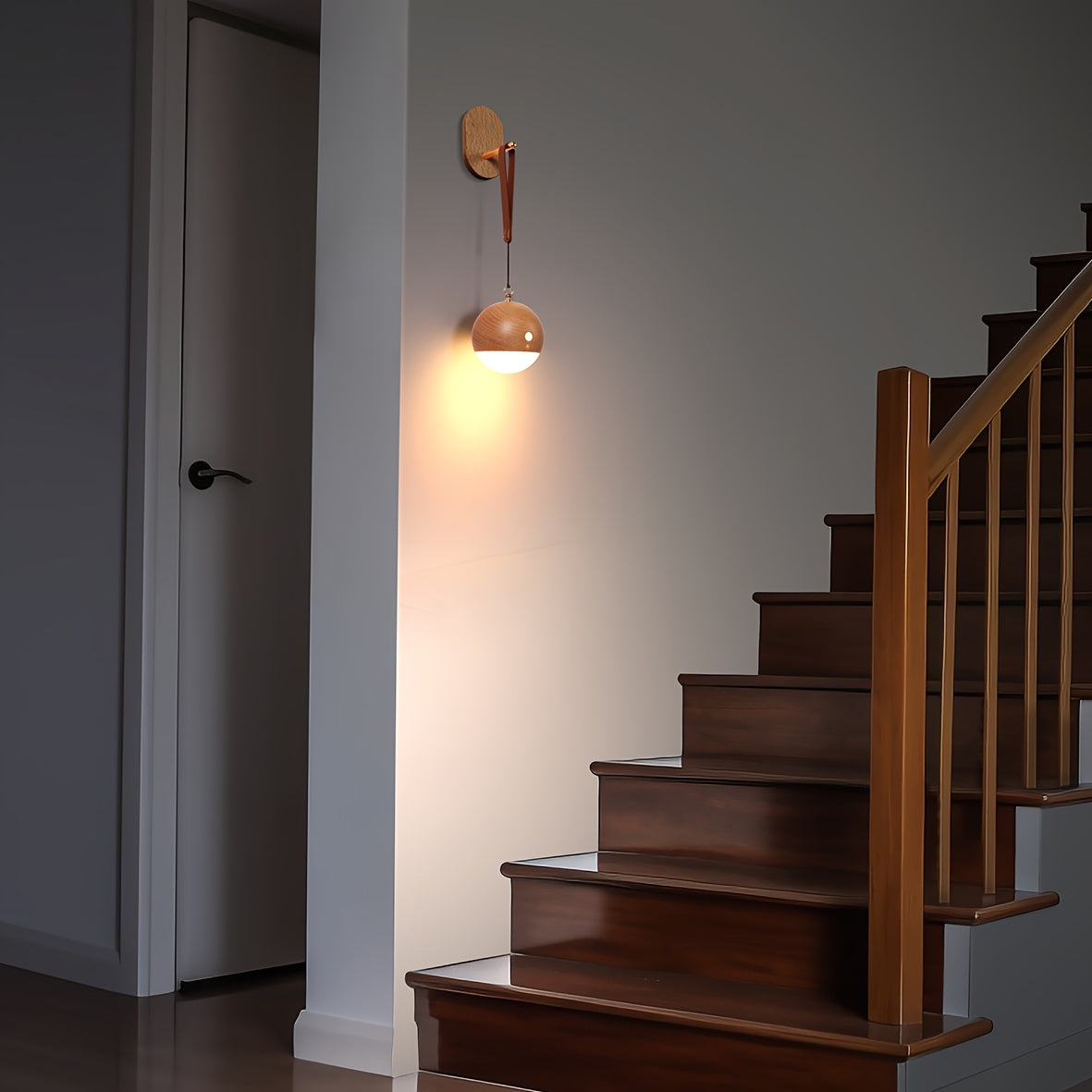 Nordic Wooden Ball Wall Light | Modern Hanging LED Lamp
