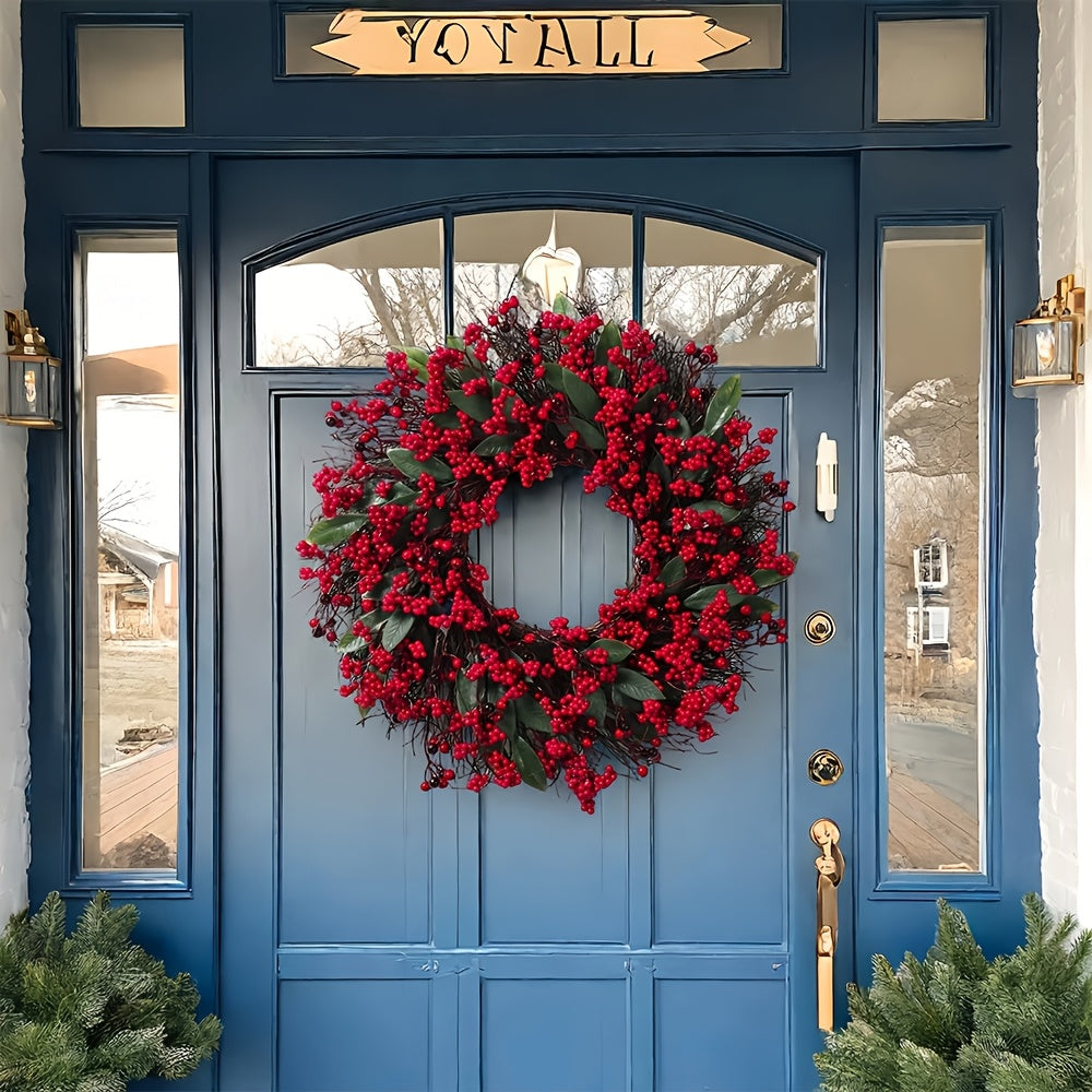 Christmas Door Wreath | Red Berry Holiday Decoration