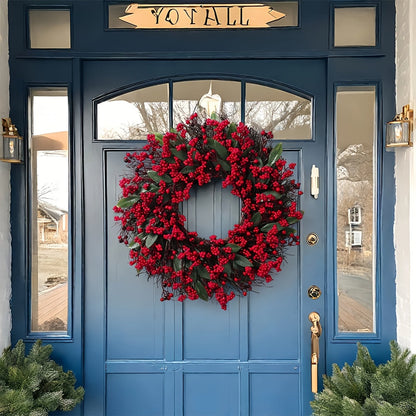 Christmas Door Wreath | Red Berry Holiday Decoration